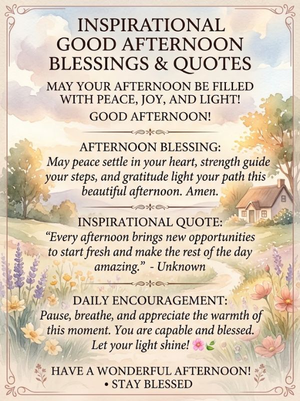 Inspirational Good Afternoon Blessings and Quotes