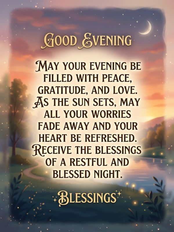 Inspirational Good Evening Blessings Quotes