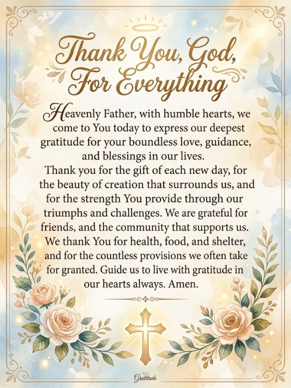 Thank You, God, For Everything Prayer