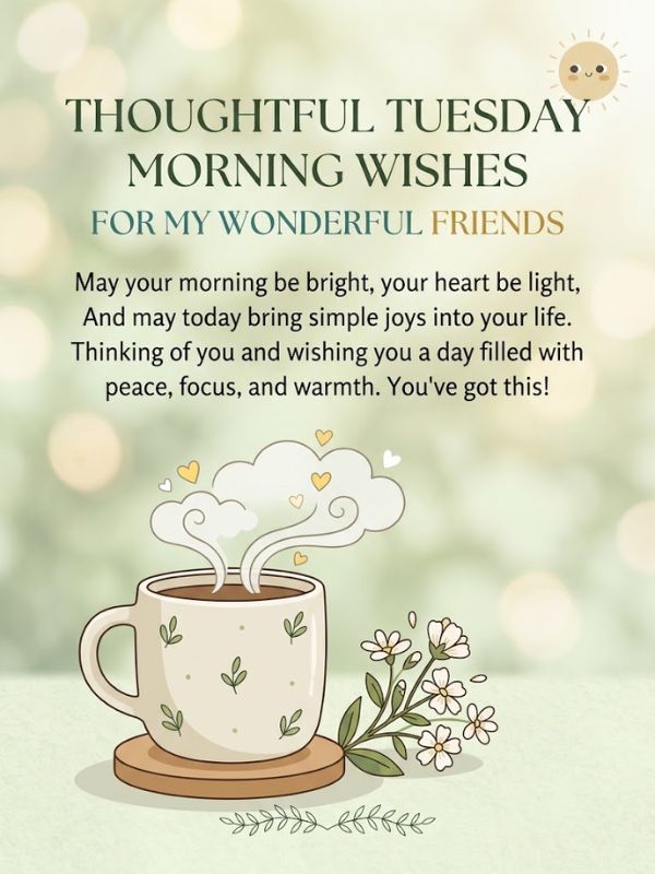 Thoughtful Tuesday Morning Wishes for Friends