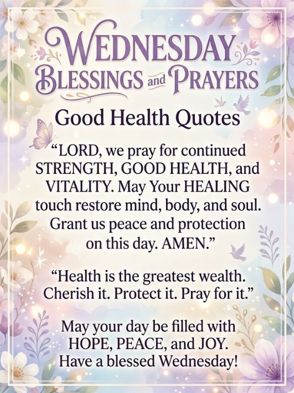 Wednesday Blessings and Prayers Good Health Quotes