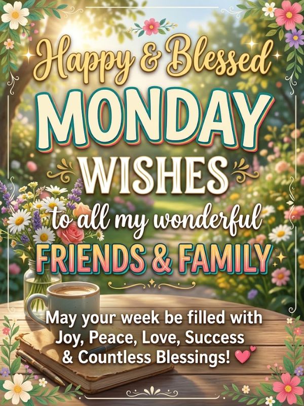 Happy and Blessed Monday Wishes for Friends & Family